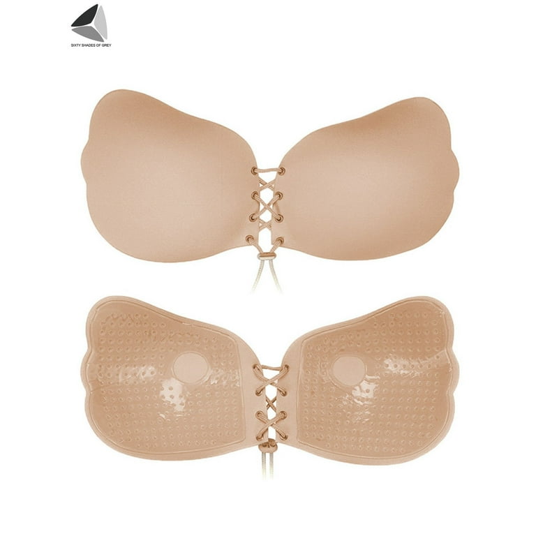 PULLIMORE 1 Pair Women Adhesive Invisible Strapless Bra Reusable