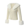 thumbnail image 3 of Cardigans à Manches Longues Côtelés Col Roulé Couleur Unie pour Femme pour l'Automne Hiver, 3 of 9