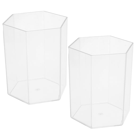 Transparent Acrylic Pen Holder for Office Desk with Hexagonal Shape Multifunctional Storage Organizer 2Pcs
