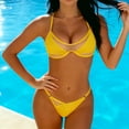 thumbnail image 5 of Womens Swimsuits Two Piece Mesh Patchwork High Cut Thong Bikini Set Bathing Suit Beach Swimming Outfits (XL, Yellow), 5 of 7