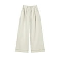 thumbnail image 4 of MIXUE Jeans For Women Solid Color Lazy Casual Rolled Wide Leg Pants Spring Loose Straight Pants 2025 Trousers Daily-Wear,Beige,M, 4 of 4