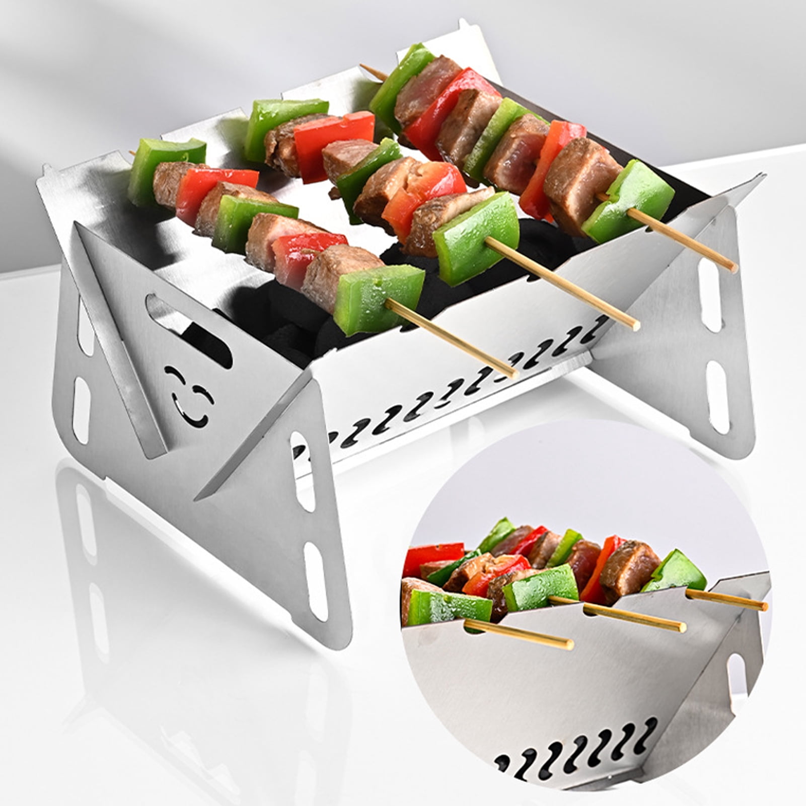 ASKMZ Portable Charcoal Stove Folding Campfire Rustproof Resistant Hollow Design Outdoor Indoor Barbeque