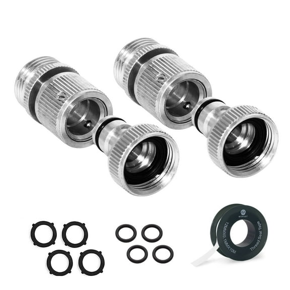 Morvat Nickel Plated Brass Quick Connect Hose Fittings for Source Connections, 2 Pack