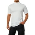 thumbnail image 2 of Men Basic T-shirts Tight-fitting Fashion High Neck Solid Color Short-sleeved Bottoming Shirt Slim Fit Turtleneck Tee Tops, 2 of 9