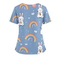 thumbnail image 3 of Easter Womens Scrub Top Short Sleeve V Neck Funny Bunny Print Shirts Nursing Working Uniform Easter Stretch Nursing Medical Scrubs T Shirts with Pockets, 3 of 4