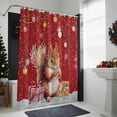thumbnail image 3 of Christmas Shower Curtain Squirrel Xmas Ball Branch Bathroom Curtains with Hooks, Waterproof Fabric Snowflake Red Bath Shower Curtains Set for Bathroom Bathtubs Xmas Decor 72x72 Inch, 3 of 9
