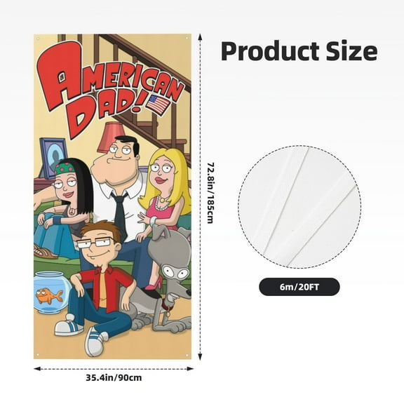 American Dad Door Cover Polyester Banner Outdoor Decoration Accessories For Porch Garden Patio Party Backdrop, 35.4 X 72.8 Inches
