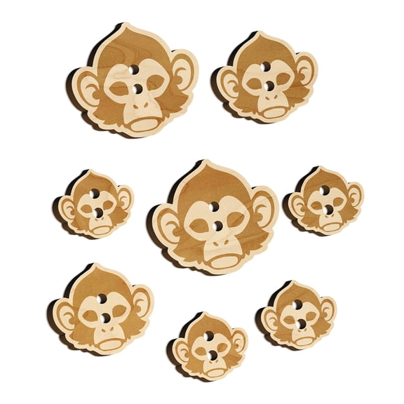 Capuchin Monkey Head Wood Buttons for Crochet Knitting Sewing DIY Craft - 0.75 Inch Small (12pcs)