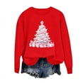thumbnail image 5 of asdoklhq Christmas Plus Size Sweaters for Women Round Neck Hoodless Christmas Printed Casual Loose Sweatshirt Red S, 5 of 6