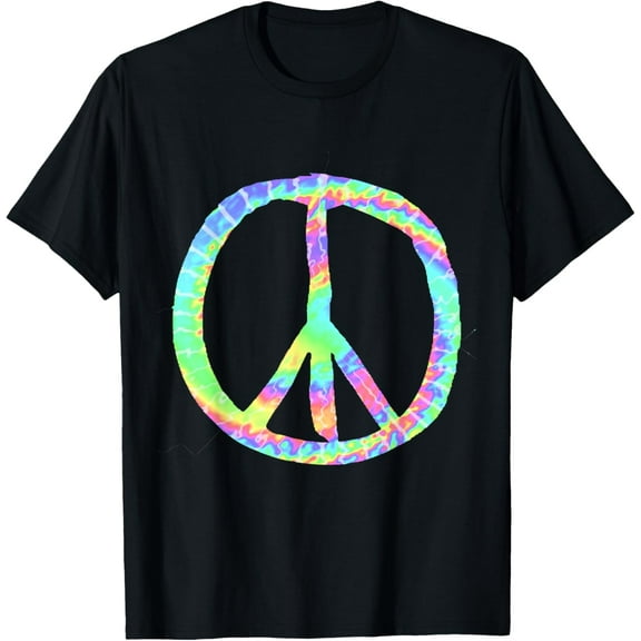 Tie-Dye Peace Sign Hippie, Rainbow and Tie-Dye Enthusiasts T-Shirt men and women can wear, black, white, gifts