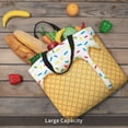 thumbnail image 5 of Wukai White Ice Cream Print Reusable Grocery Bag Shopping Bags with Zipper Shoulder Shopping Handle Bag Suitable for Outdoor Convenient Daily Bag, 5 of 8