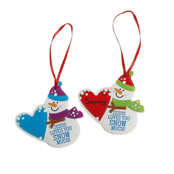 Fun Express 3 1/2" Write-A-Name Religious Snowman Resin Christmas Ornaments - 12 Pieces
