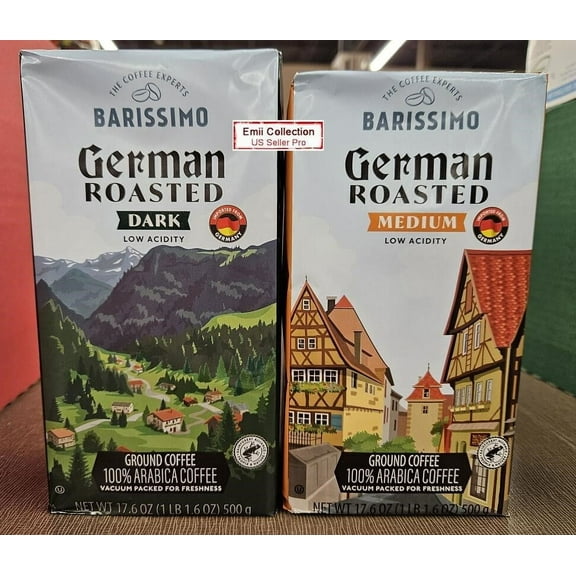 Barissimo German Roasted Dark & Medium Ground Coffee 17.6oz 500g (2 Packs)