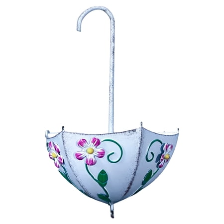 CHELIASD Umbrella Shaped Wall Planter Metal Hanging Flower Pot Decorative Wall Mounted Succulent Holder Rustic Floral Wall Art for Garden Patio Home Decor Unique Gardening Gift