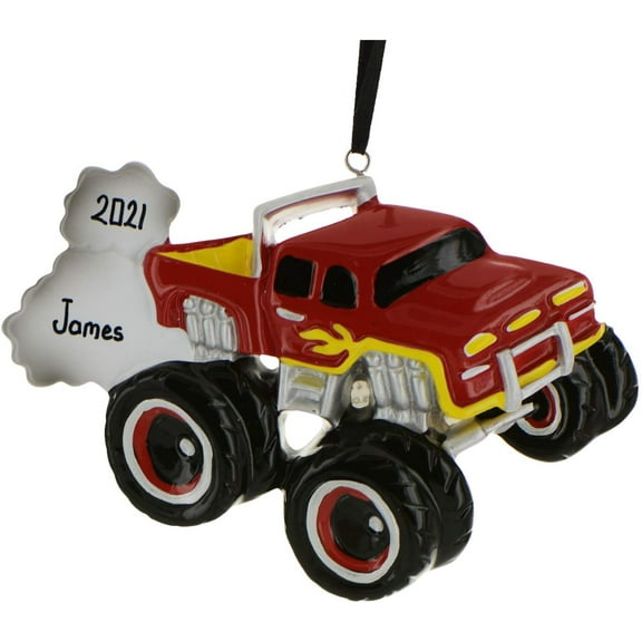 Personalized Monster Jam Truck Ornament 2025 - Christmas Truck Ornaments Red Monster Truck Ornaments for Christmas Tree Christmas Truck Decor Truck Christmas Ornaments by Elves
