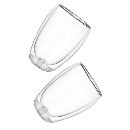 Double Wall Insulated Glass Coffee Cup 12 oz / 354 ml Clear Borosilicate Coffee Mug for Espresso Latte Cappuccino Heat Proof Beverage Tumbler Set of 2 Pieces