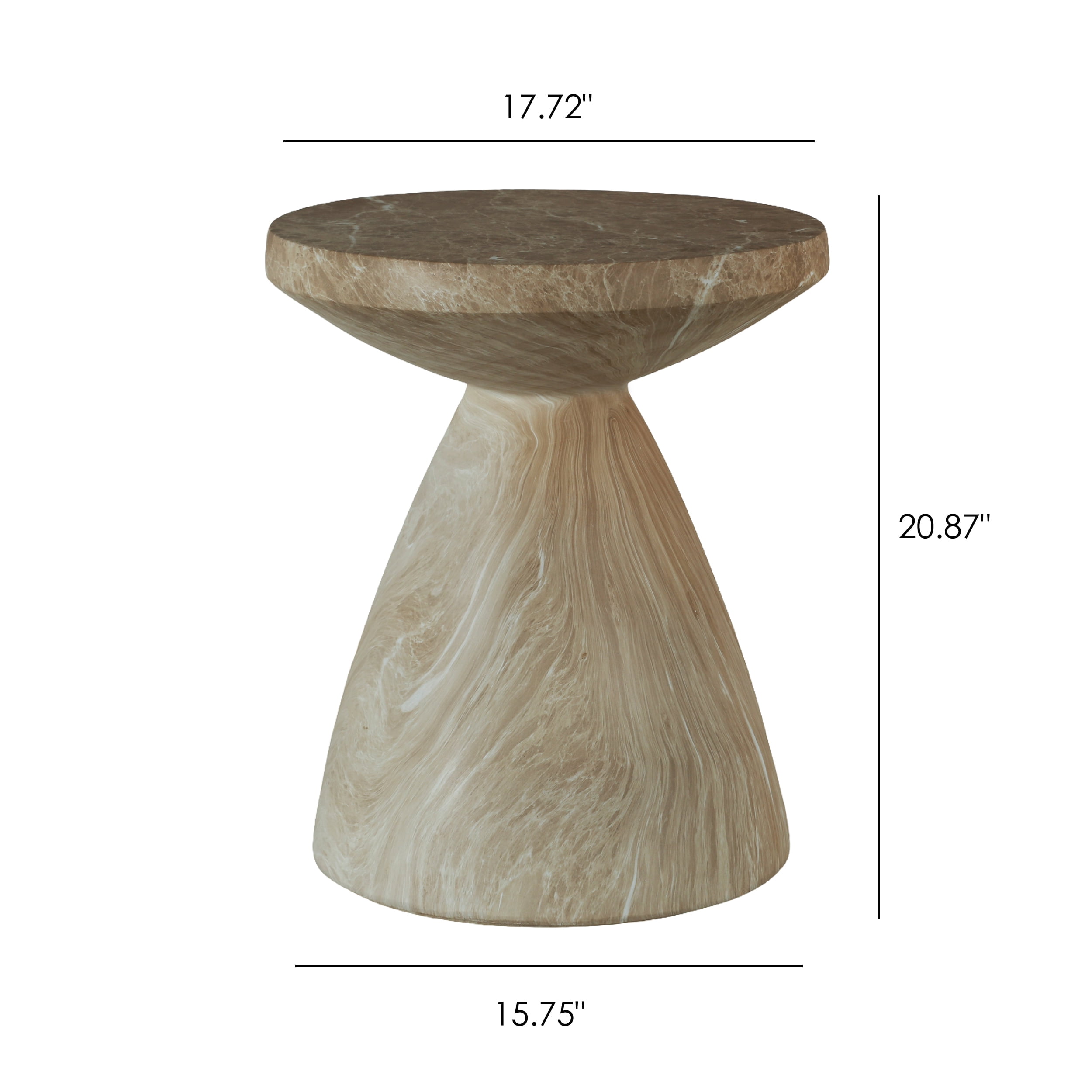 Cement Side Table, Faux Terrazzo Modern Round Accent End Table for Patio Garden Outdoor Home Decor, Marble