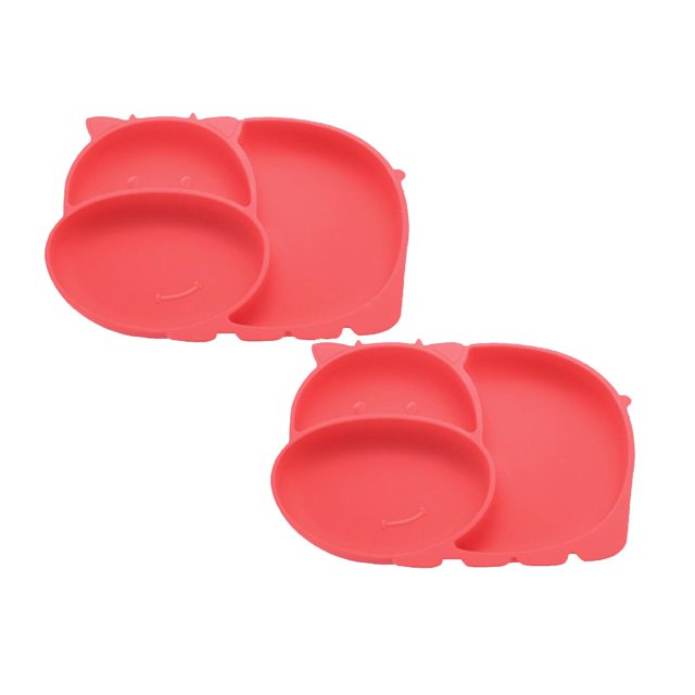 Oleegame 2PC Stainless Steel Cutlery Set Baby Silicone Meal Plate Children's Tableware Box Horse Shape