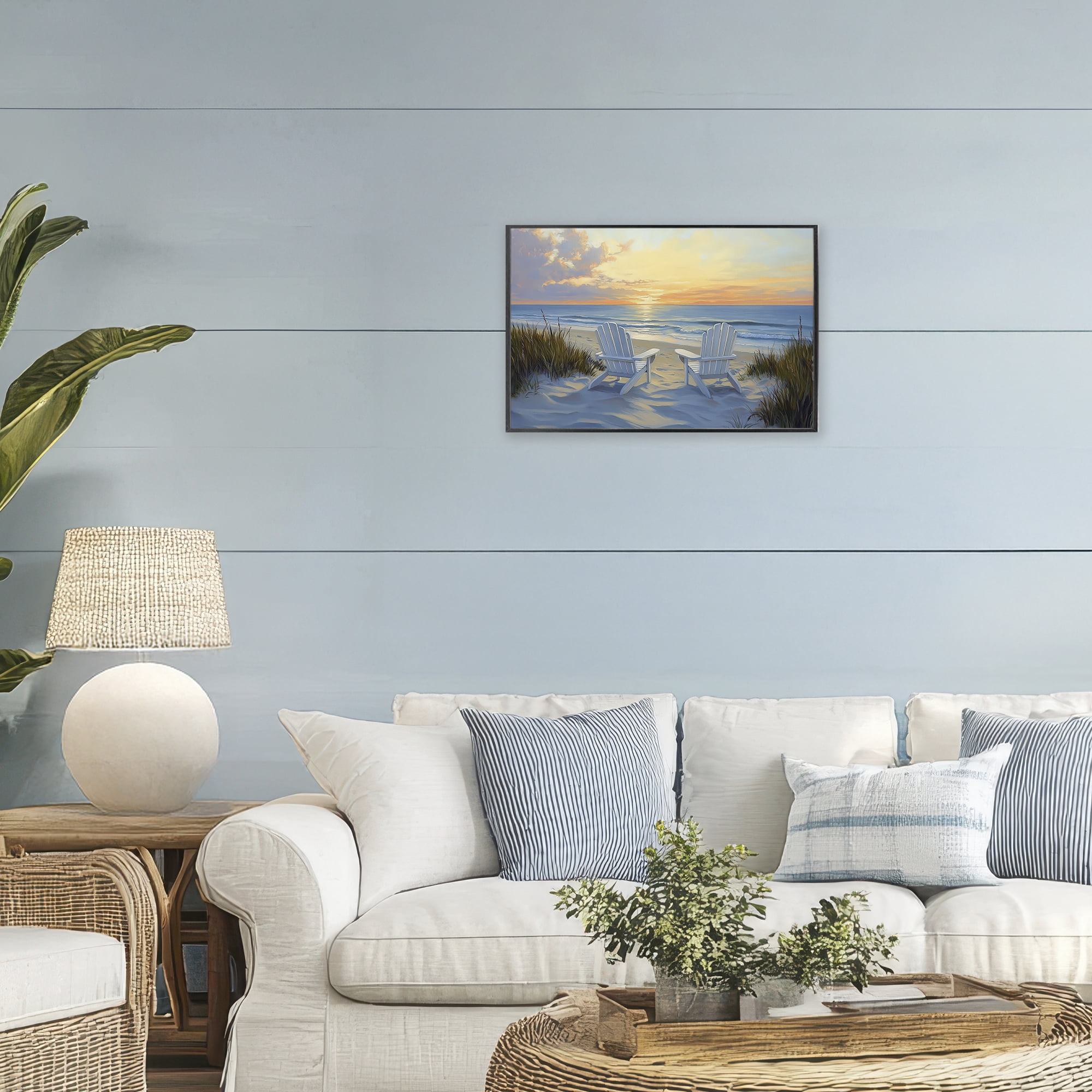 Stupell Industries Calm Beach Sunset Overlook Black Framed Giclee Art, design by Petal Prints Design