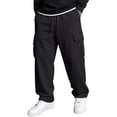 thumbnail image 2 of Dwellite Baggy Cargo Sweatpants for Men Wide Leg Jogger Pants Loose Fit Fashion Solid Color Trousers with Pockets Black S, 2 of 6