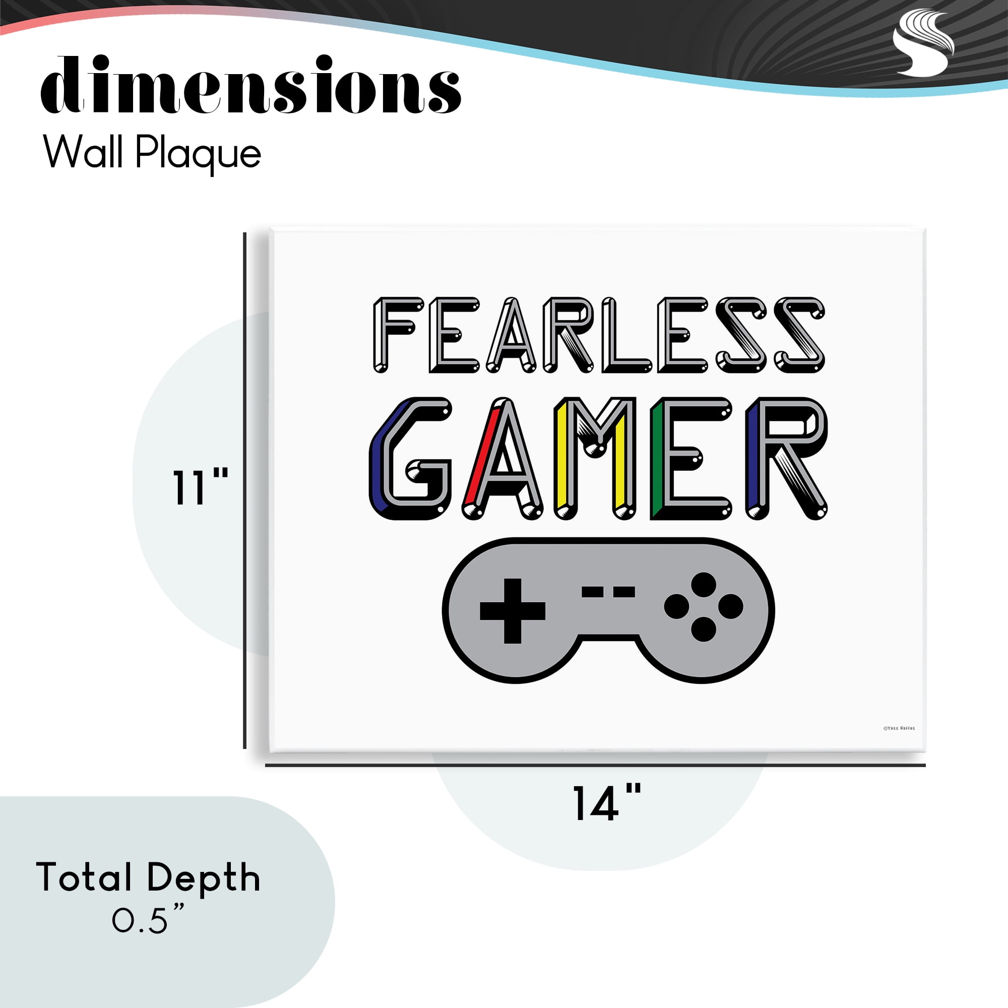 Stupell Industries Fearless Gamer Retro Wall Plaque Art, design by Yass Naffas Designs