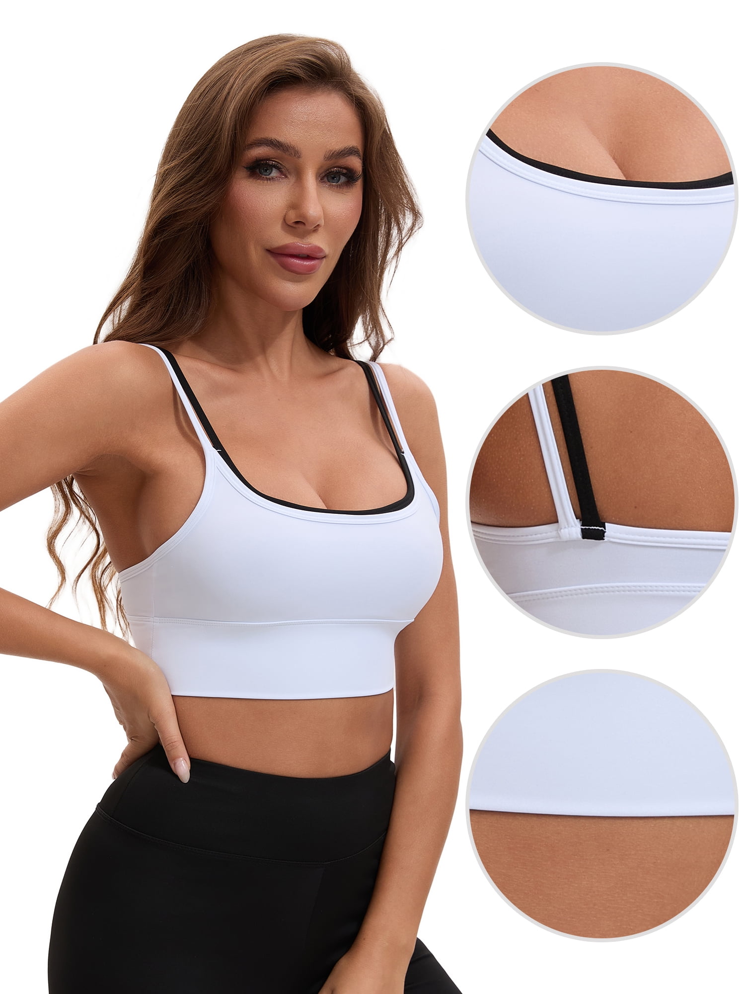 Unique Bargains Women's Full Coverage Workout Padded Sports Bras L White