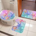 thumbnail image 5 of Summer Bathroom Rugs Set Romantic Yellow Blue Starfish Plant Non Slip Absorbent Soft Bath Mats 3 Piece Set with Bathroom Rug, U-Shaped Floor Mat, Toilet Seat Cover Small Size, 5 of 9