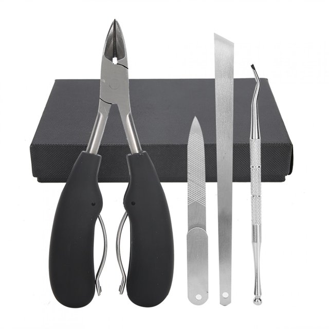 4 piezas de cuchillo de pedicura portátil de acero inoxidable, recogedor de uñas, alicates de articulación ajustables, juego de herramientas