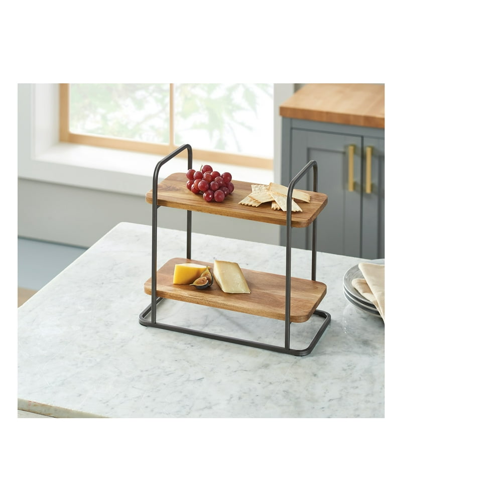 Better Homes & Gardens Industrial Farmhouse TwoTier Serving Tray Stand