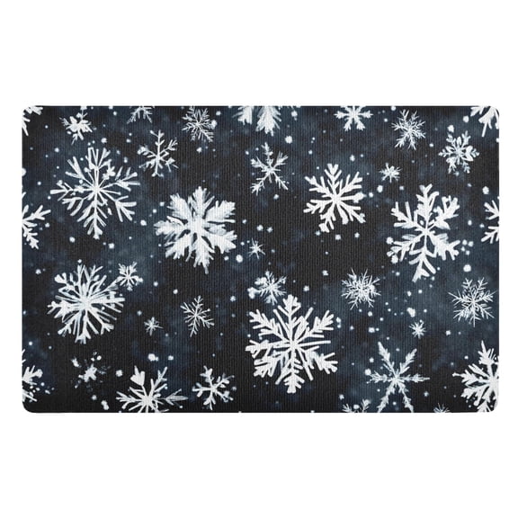 Snowflakes in The Dark Floor Door Mat Outdoor Indoor for Home Entrance Welcome Mats 32"x20"