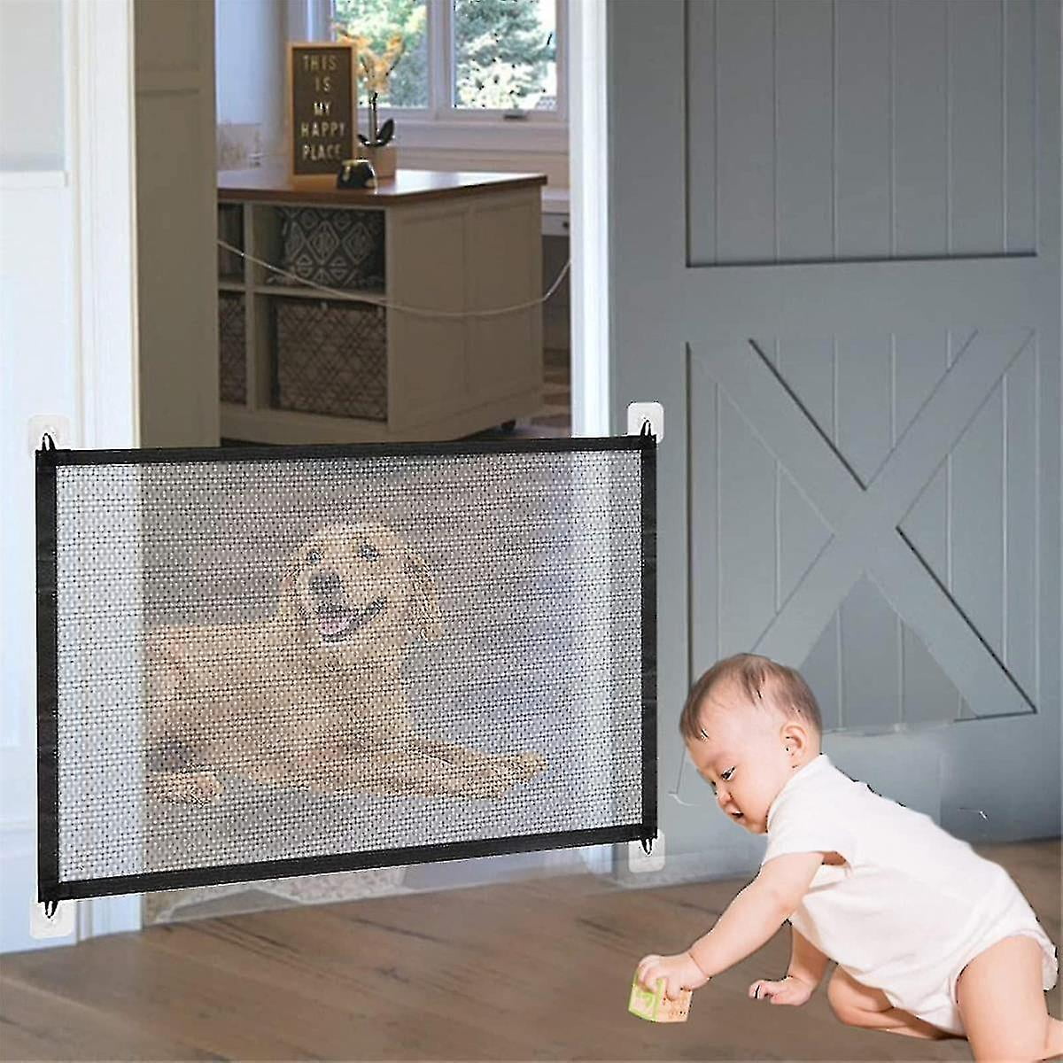 Magic Gate For Dogs Retractable Stair Gate Baby Gate Pet Safety Gate Pet Isolation Net Large Wide Retractable Pet Gate For Separating Baby And Pets Ea Walmart