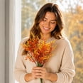 thumbnail image 7 of Artificial Flowers Fall Decor, Artificial Stems Tall Bouquet for Vase, Silk Home Table Centerpiece, Elegant Living Room Accent, 12.6", Orange, Lazyguy, 7 of 7