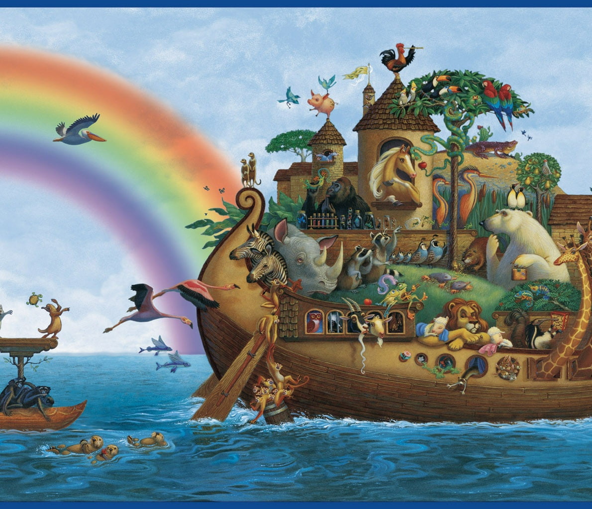 877559 Noah S Ark Wallpaper Border Byr92351b Walmart Com