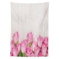 thumbnail image 3 of Ambesonne Rose Tablecloth Rectangular Table Cover, Flowers on Wood Planks, 60"x84", Pink Green Cream, 3 of 4