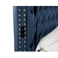 thumbnail image 5 of Contemporary Round Shaped Velvet Upholstered Bed, Luxury Queen Bed Frames with Crystal Tufted Headboard and Footboard Storage, USB Chargers and Speakers, Bedroom Furniture, Navy, 5 of 7