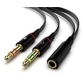 thumbnail image 1 of Adaptador divisor de auriculares Maeline, cable de micrófono de 3,5 mm para computadora, auriculares hembra de 3,5 mm a 2 micrófonos masculinos duales conector estéreo de audio auriculares puerto a PC, 1 of 3