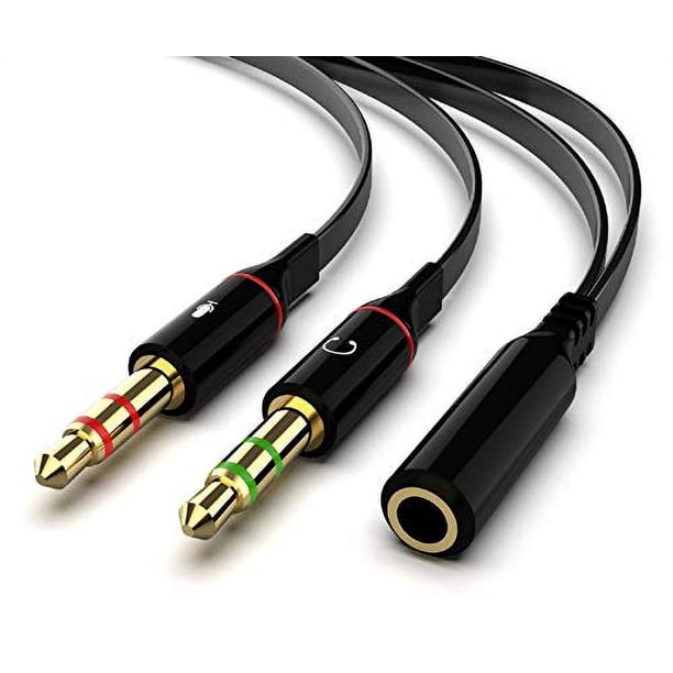 Adaptador divisor de auriculares Maeline, cable de micrófono de 3,5 mm para computadora, auriculares hembra de 3,5 mm a 2 micrófonos masculinos duales conector estéreo de audio auriculares puerto a PC