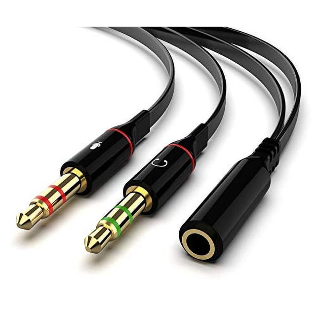 Adaptador divisor de auriculares Maeline, cable de micrófono de 3,5 mm para computadora, auriculares hembra de 3,5 mm a 2 micrófonos masculinos duales conector estéreo de audio auriculares puerto a PC