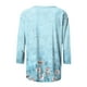 thumbnail image 5 of ICHUANYI Clearance Women's Fashion Printed Loose T-shirt 3/4 Sleeves Blouse Round Neck Casual Tops(Light Blue, XL) ICHUANYI WER2023081510264, 5 of 5