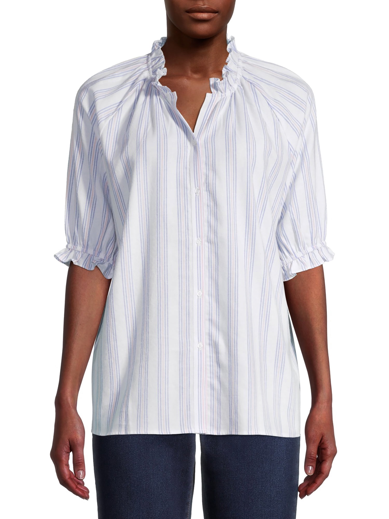GAP Women's Short Sleeve Ruffle Top – Lightweight, Flowy & Machine Washable 2 thumbnail image
