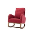 thumbnail image 2 of Nursery Rocking Chair with High Back, Modern Upholstered Accent Rocker Chair with Wooden Legs, Comfy Leisure Armchair for Living Room, Bedroom, Baby Room, Balcony, Red, 2 of 7