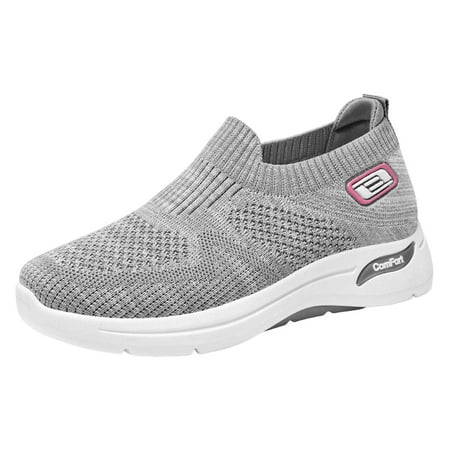 

eczipvz Women s Sneakers Women Outdoor Mesh Shoes Casual Slip On Comfortable Soles Running Sports Shoes for Women Sneakers (Grey 8)