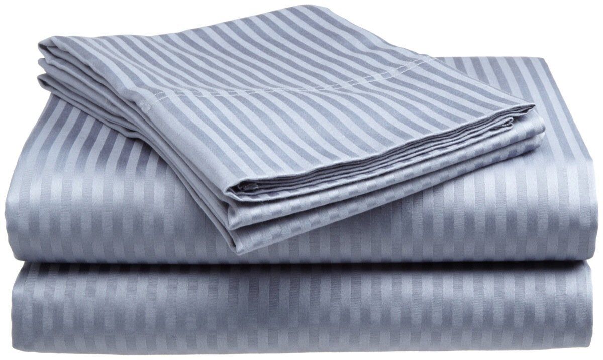 2 PACK:D Hotel , 400 Thread Count 100% Cotton Sateen Sheet Set Dobby Stripe