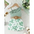 thumbnail image 2 of Biezeib Kid Girls Jumpsuit, Sleeveless Ruffled Flower Print Romper Clothes with Belt for Casual Daily, 2 of 6