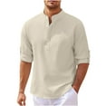 thumbnail image 3 of Drindf Gifts for Men! Waffle Knit Shirts for Men Big and Tall Button Up Henley Shirt Lightweight Stand Collar Tops Casual Long Sleeve T-Shirts, 3 of 7