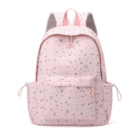 WONDBA 2026 New Star Printed Backpack Bookbag Student School Casual Fashion Nylon Travel for School, Travel, Outing, Casual Use,Pink
