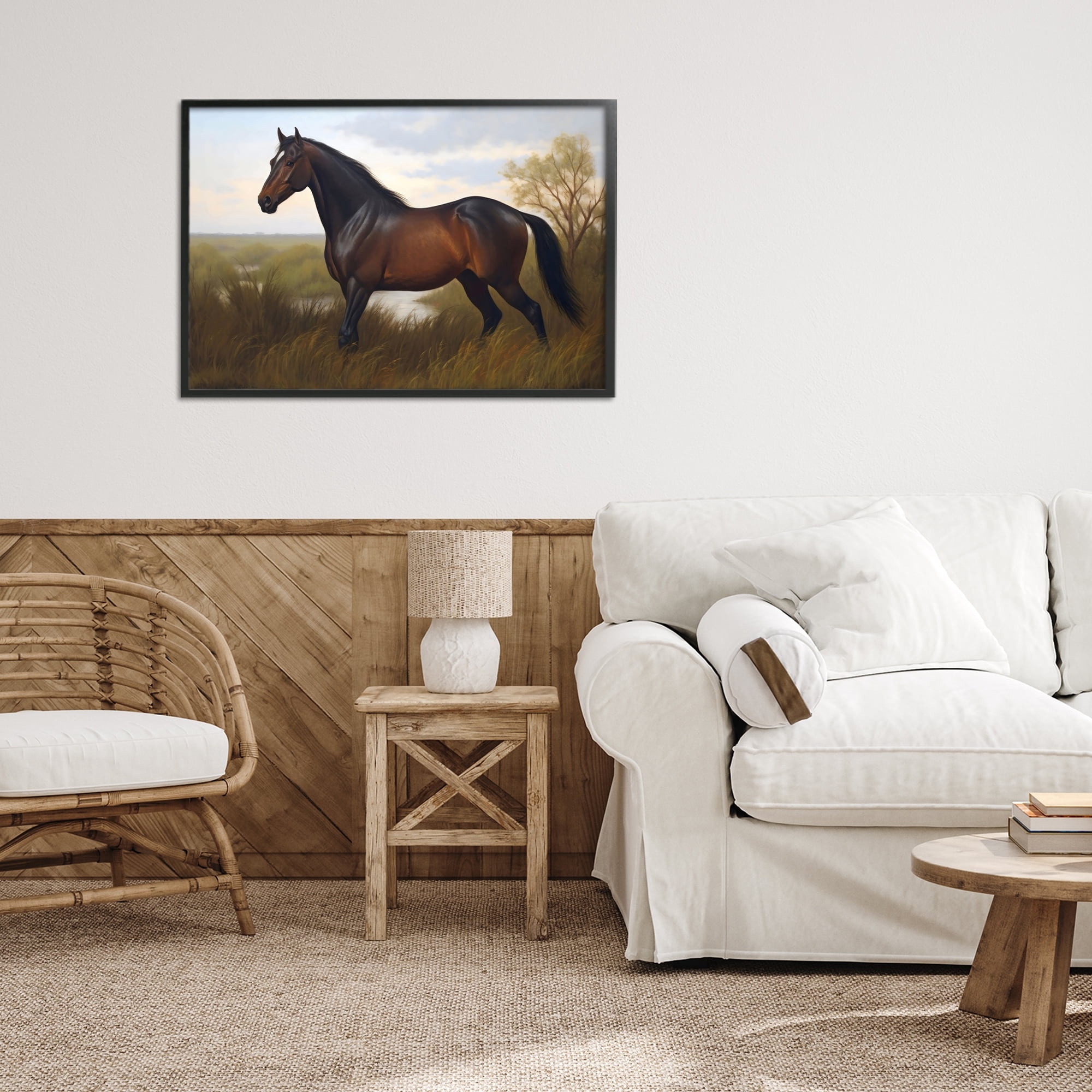Stupell Industries Stallion in Marshland Black Framed Giclee Art, design by Creative Studio
