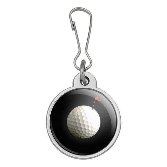Golf Ball Moon Flag Golfing Jacket Handbag Purse Luggage Backpack Zipper Pull Charm