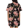 thumbnail image 6 of Fotbe Rose Flowers Print Pajama Set for Women 2 Piece Loungewear Short Sleeve Tops and Shorts Set Soft Sleepwear-Small, 6 of 7
