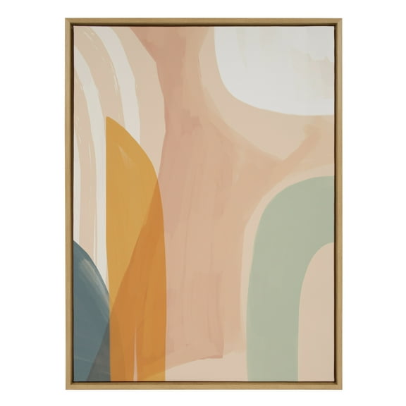 Kate and Laurel Sylvie Sunrise over Marrakesh Framed Canvas Wall Art by Kate Aurelia Holloway, 28x38 Natural, Decorative Boho Chic Art Print for Wall